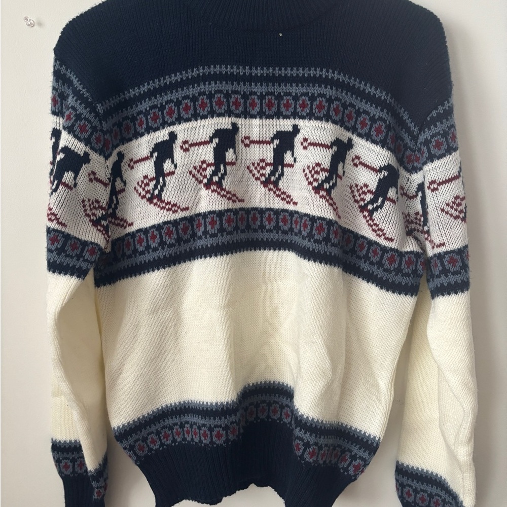 Navy and Cream Ski Pattern Sweater
